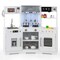 Wooden Pretend Play Kitchen Toy Set with Range Hood, Real Sounds & Lights, Interactive Kitchen Playset for Kids